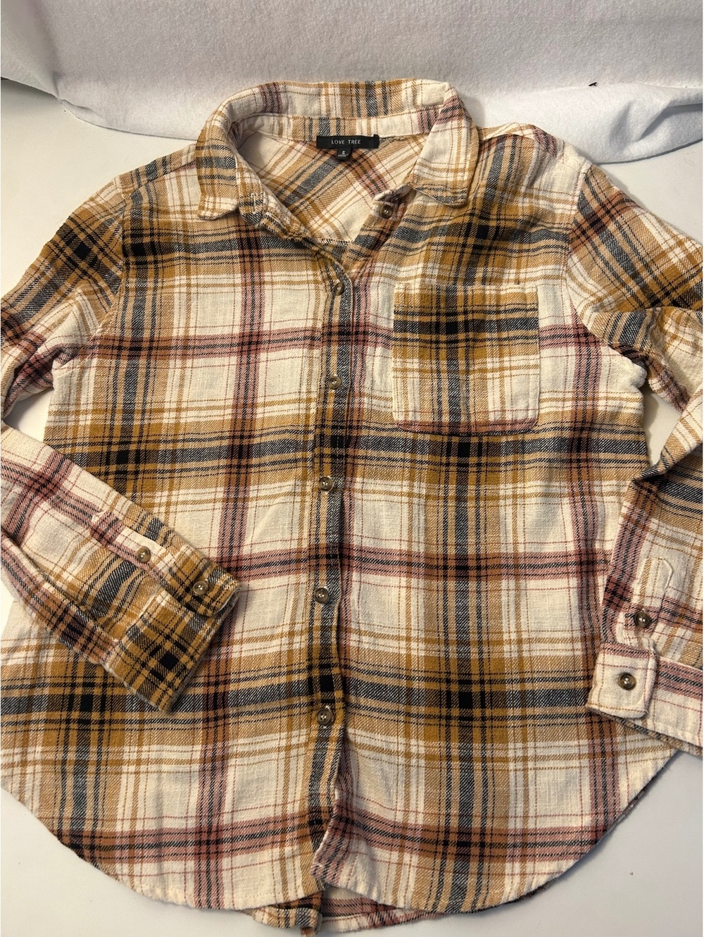 Love Tree Flannel Button Up Sz S